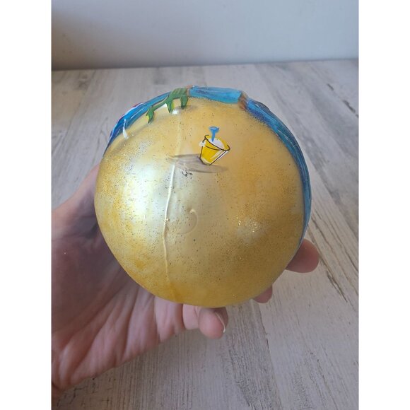 Beach glitter rainbow ball ornament palm tree tropical Hawaiian remember Xmas - Picture 10 of 12